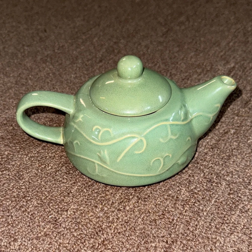 Pier 1 Green Ceramic Teapot